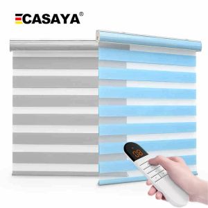 Shutters Fashion Motorized Zebra Blinds Living room office 50%~85% shading rate day & night Electric Roller Blinds for Window Custom made