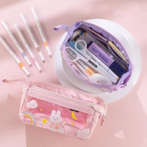 Fälle Kawaii Transparent Bleistift Hülle Clear Bleistift für Mädchen Jungen Schreibwarenpenstbox Organizer Großer Kapazität Comestic Bag Big Beutel