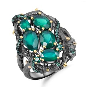 Cluster -Ringe bleibende erstklassige Design handgefertigte Niederlassung Schlange 925 Sterling Silber Beautiful Women Fine Juwely