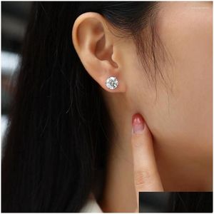 Stud Earrings Vinregem Gra 3Ex Vvs1 D Round Cut 8Mm Real Moissanite Diamond Gemstone Ear Studs For Women 925 Sterling Sier Jewelry Dr Otp3D