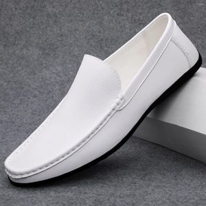 Casual Shoes 2024 Fashion Mens Hochwertige Markenlaafer Comfy Lederboote weiße Männer Sommer Mocassin Plus Size 47