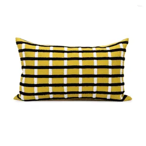 Pillow Nordic INS Fashion Sofa Case Yellow Black White Plaid Cover Home Decor For Living Room Office Decoration