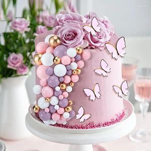Zapasy imprezy różowe kulki ciasto Topper balony babeczki motylki motyl dekoracje fioletowe dekoracje ballony