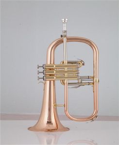 BB Tune Flugelhorn Gül Pirinç Lake Metal Kaplama Trompet Müzik Enstrümanı Profesyonel Ağızlık Kılıfı Golves2976571