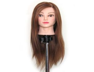 Salon Brown Hair Hairdressing Training Head Mannequin Practice Model Clamp Holder Synthetic Mannequin Head9601105