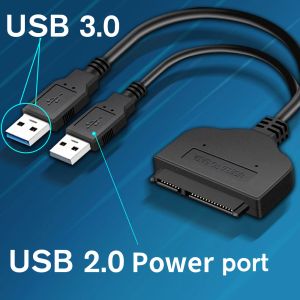 Impressoras SATA para USB 3.0/2.0 Adaptador de driver rígido Suporte de 2,5 polegadas SSD Externo disco rígido 22 pinos Sata III Cabo SATA USB CABO