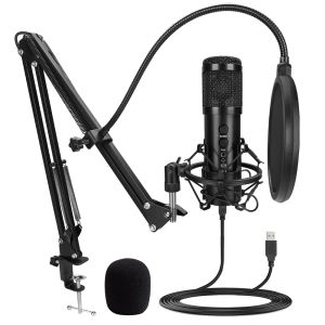 Mikrofone USB Stummschaltmic Mic USB Gaming -Podcast -Mikrofon mit Rauschreduktion Echo Volumensteuerung für PC -Laptop -Mac Live -Streaming -Datensatz