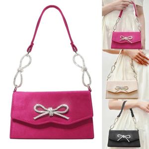 Bolsas de ombro Bolsa de ombro Bolsa Bolsa de Bowknot de Bowknot Women Women Solid Cor Small Sqaure Bolsa Lady Lady Elegant Banquet Party Party