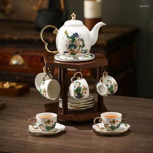 Tee-Sets Lotus Pond Moonlight Nachmittag Tee Keramik Set Chinese Light Luxus High-End-Kaffeetassen Senior Sense Cup Teetasse Teetasse