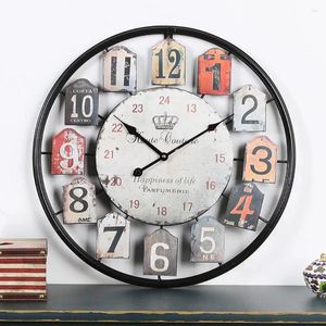 Wanduhren runde Vintage-Uhr mit arabisch zumschweiger stillschweigender Haushaltszubehör für Wohnzimmer Schlafzimmer Dekoration