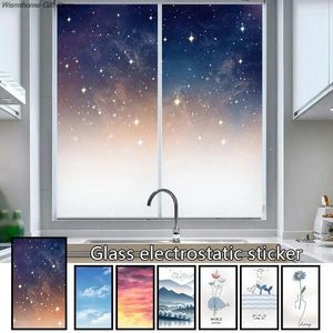 Window Stickers Frosted Privacy Film Static Cling No Glue Toilet Home Decor Starry Sky Stained Glass Films