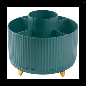 Kitchen Storage 5 Slots 360°Degree Rotating For Desk Cute Pencil Cup Pot Office School Home (Dark Green)