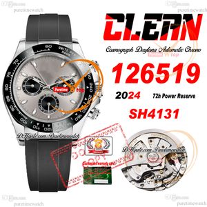 126519 SH4131 Automatische Chronographen Herren Watch Clean CF Ceramic Lünette graues Zifferblatt 904L Stahl Schwarz Oysterflex Gummi Super Edition 2024 Uhren Reinigungszeit PTRX F2