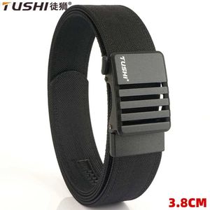 Bälten Tushi Ny 1D Nylon Hard Tactical Belt med Mens Metal Automatic Buckle IPSC Gun Belt Military Belt Outdoor Sports Girl Mensc240407