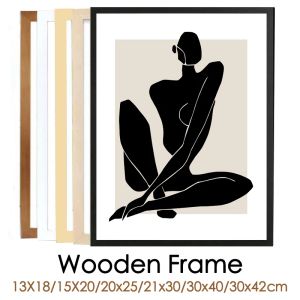 Frame A4 A3 TROE FOTO RAM FÖR Bild Black/White/Walnut Wall Wood Canvas Poster Hanger 15x20cm/20x25cm/30x40cm Desktop Ornament