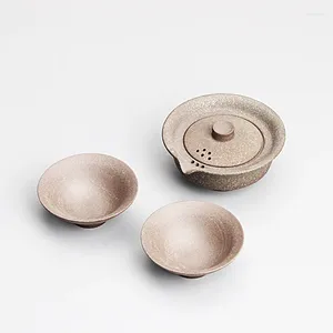 Teaware Sets Japanese-style Crude Pottery One Pot And Two Cups Tea Set Convenient Travel Office Ceramic Express Cup Maker