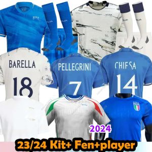 2024 Italys 125 Yıllık Yıldönümü Futbol Formaları Oyuncu Versiyon Maglie Da Calcio Totti Verratti Chiesa Italia 23 24 Futbol Gömlekleri Erkekler Set Çocukları Kit Düzenleme