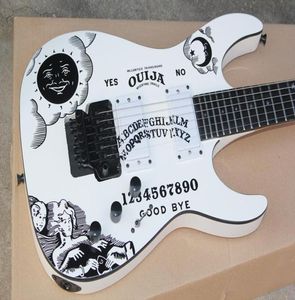 Guitarra elétrica branca personalizada com lunar padronizo hardwarescarstars fret inlayrosewood braço de braço ser personalizado8583681