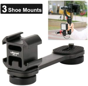 Stand ULANZI PT3 3 I 1 Triple Hot Shoe Mount Adapter Converter BYMM1 Microphone Stand Bracket LED Video Light Holder för Zhiyun DJI