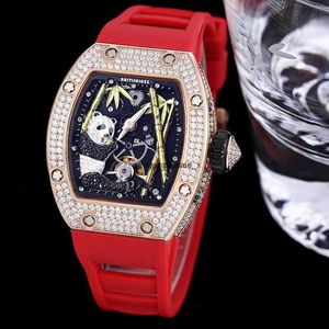 Guarda Mille di lusso Mantian Xingtuo Flywheel Watch Wine Bucket Grande quadrante Hollow Panda Emboss Mens completamente automatico AYW