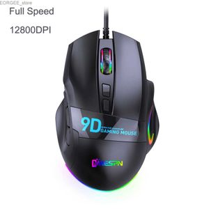 Camundongos 12000 dpi macro rgb mouse de jogo 9 key de jogo programável mouse rgb leve max a 6 níveis para pc gun pubg laptop y240407uw66