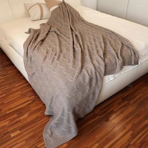 Blankets Chunky Knit Pure Cashmere Blanket Luxury Soft Korean Knitted Travel Wearable Wool Throw For Winter