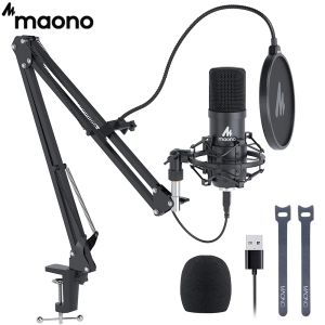 Mikrofony Zestaw mikrofonu USB USB Profesjonalny podcast Condenser Mic 192KHz/24bit na PC Karaoke YouTube Studio Nagrywanie mikrofone A04