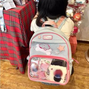 School Bags High-capacity Kawaii Cute Star Schoolbags Japanese Girls Sweet Transparent Ita Casual All Match Y2k Backpacks For Students