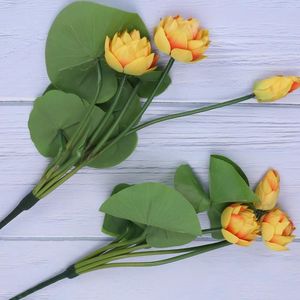 Dekoratif çiçekler 2 adet/ ev dekoru simüle küçük lotus yapay sahte süs bitkisi zanaat