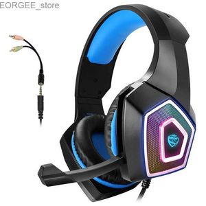 Cep Telefonu Kulaklıklar USB Kablolu 7.1 Mikrofon Bir PS4 PS5 PC PC Stereo LED RGB Işık 3,5 mm Kulak gürültüsü Engelleme Oyun Kulaklık Kulaklık Kulaklığı Y240407