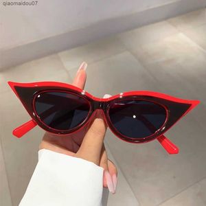 Sonnenbrille Kammpt Cat Eye Womens Sonnenbrille 2023 Neue Mode Retro Hip Hop Womens Shadow Trend Retro Marke Designer UV400 Gläser2404