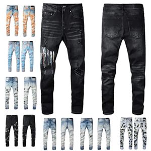 Designer jeans maschile pantaloni da ricamo per pantaloni buchi di moda pantalone stagico 28-40 pantaloni con cerniera angosciata hip hop per maschio 2024 Top Sell