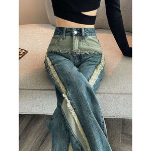 Straight Leg Jeans for Women's 2024 New Autumn and Winter High Waisted Slimming Retro Loose Fitting Narrow Leg Pants for Autumn and Winter