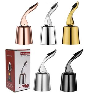 Reusable Bar Tool Wine Bottle Stopper Stainless Steel Vacuum Sealed Wine Saver With Silicone Storage Sealer Keeps Preserver Champagne Closures Lids Caps Gift Box