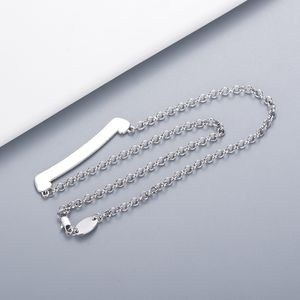 High quality Chrome silver necklace gothic alphabet scroll logo pendant necklace Hip Hop niche design retro personality fashion designer jewelry gift