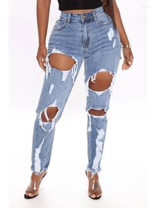 Jeans da donna Summer Streetwear Fashion Big Size Space Stell Streight Retro Sexy Hole Pantaloni in rovina in denim