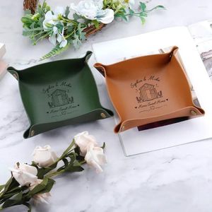 Gift Wrap Personalized Leather Tray Home Sweet For Couple Anniversary Housewarming Empty Customized Lover Name Desk Storage