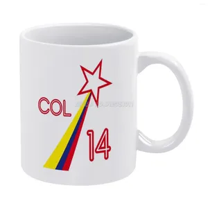 Muggar Colombia Star White Mug Coffee 330 ml Ceramic Home Milk Tea Cups and Travel Present To Friends Colombian South Wo