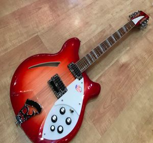 Deluxe Fire Glo Kiraz Sunburst 12 Dizeler Elektro Gitar Yarı İçi İçi Büro Parlak Varnish Varnish Flincan Bir Çıkış Jacks 5 Knobs9158894