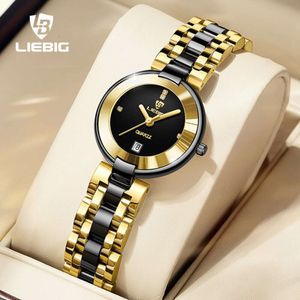 Liebig Męski kwarc L8003 mody swobodny kalendarz stalowa opaska Waterproof Watch