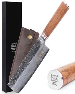 Sunlong 65 polegadas VG10 67 Camadas martelou Damasco Nakiri Faca japonesa Chefs de vegetais faca reta Wood Wood Handle78852912090985