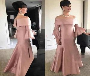 Vintage Noble Bateau Neck Plus Size Mother of the Bride Formal Dresses Dusty Pink Evening Party Wear Wedding Gästklänning Groom MOT3266070