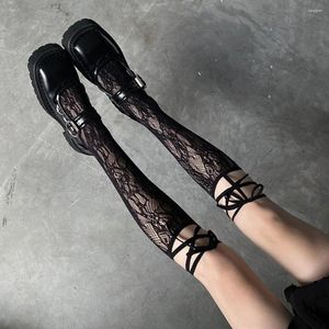 Women Socks Japanese Lolita Harajuku Split Toe DIY Straps Lace Mid-tube Fashionable Sweet And Cool Stockings Girl JK Student