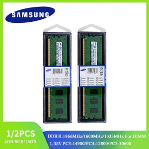 RAMS 1/2PCS Samsung DDR3L DIMM RAM 16GB 8GB 4GB 1866MHz 1600MHz 1333MHz Memória da área de trabalho 240pin Dimm 1.35V PC3 RAM Memoria