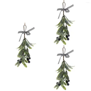 Decorative Flowers 3 Pieces Pendant Artificial Christmas Tree Mistletoe Ornament Plastic Staircase
