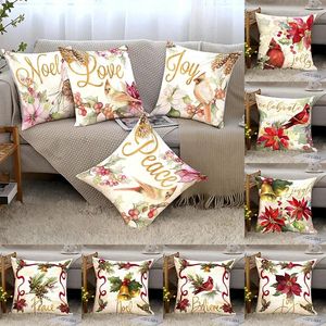 Kissen rote Weihnachtskoffer Mehrere Stücke kostenlose Kollokation Frühlingsblumen und Vögel Pfirsich Samt gedrucktes Sofa Cover Home