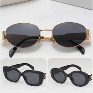 Designer Sunglasses Brand Womens Mens 4235 Oval Frame Metal Mirror Legs Green Lens Casual Sunnies Fashion Retro Small Round Sexy Women With Gift