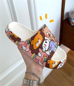 Summer Beach Slides Women Men Slippers Sandals Flip Flops Cartoon Bear Dog Lion سميكة وحيدة المنزل أحذية الحمام في الهواء الطلق 22048441480