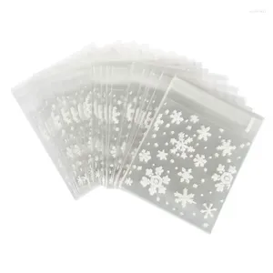 Gift Wrap Promotion! 100 Pcs Sachets Pouches White Snowflake Packaging Bag For Cookies Biscuits Christmas Candies
