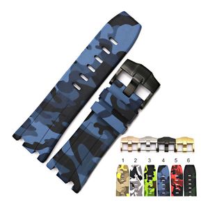 28mm Camouflage Wrist Sport Sport Watch Band Rubber Silicone Treça à prova d'água com fivela de aço inoxidável ajuste para AP Watch Band7735151